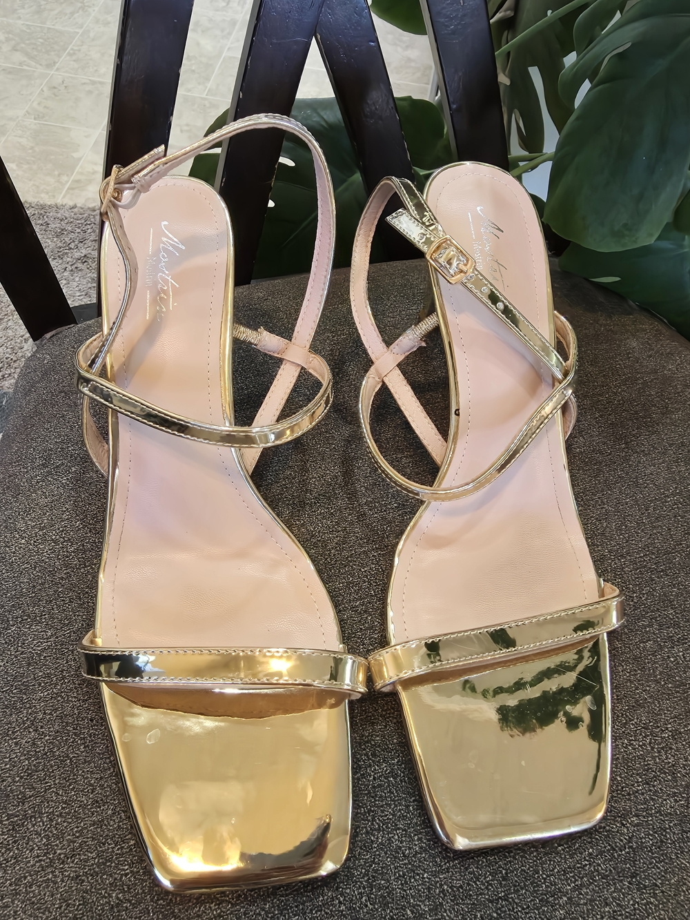 Metallic Gold Strappy Sandals - Women